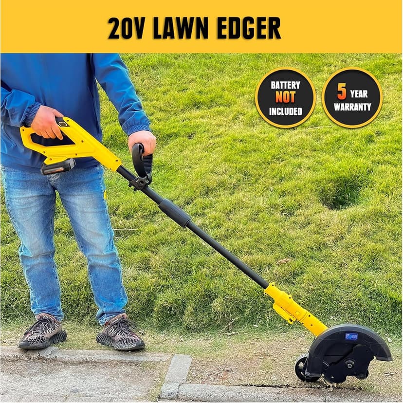 Cordless Edger Lawn Tool Compatible with Dewalt 20V Max Battery, Electric Battery-Powered Edger/Trencher (Tool ONLY) 9’’Blade, 3 Position Adjustable Depth for Landscaping, Driveways, Borders