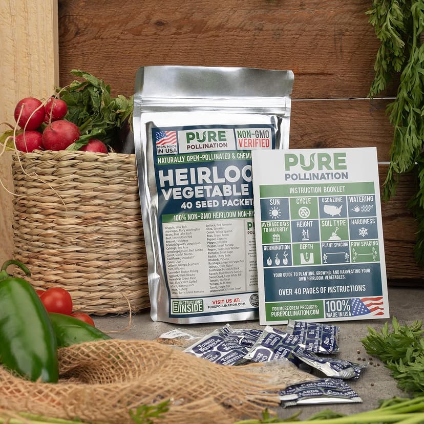 16,500 Non GMO Heirloom Vegetable Seeds Survival Garden 40 Variety Pack