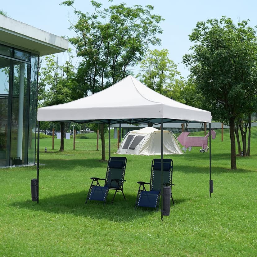 DUMOS Canopy Tents 10x10 Heavy Duty with Sand Bags, Pop Up Canopy for Vendor Market,Parties,Backyard with Carrying Bag, Waterproof Portable Tent Pop Up Shade 10FT WH