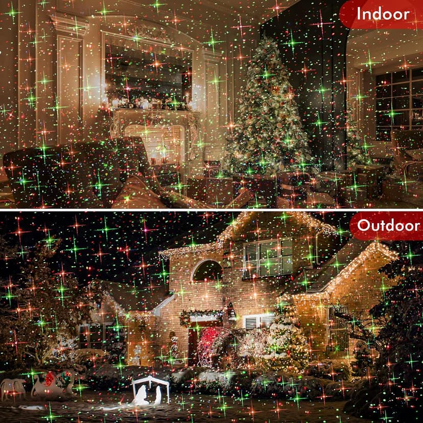 Christmas Projector Lights Outdoor, LED Waterproof Projector Lights, 3 Modes with Remote Control Outdoor Christmas Projector for Christmas Decorations Outdoor Yard Holiday Party, HT-LL-02
