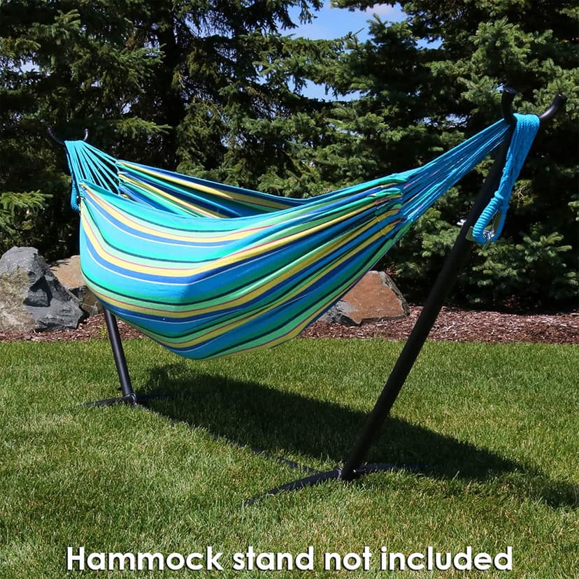 Sunnydaze Double Brazilian Cotton Hammock for Outside - 450-Pound Capacity Outdoor Hammock - Sea Grass