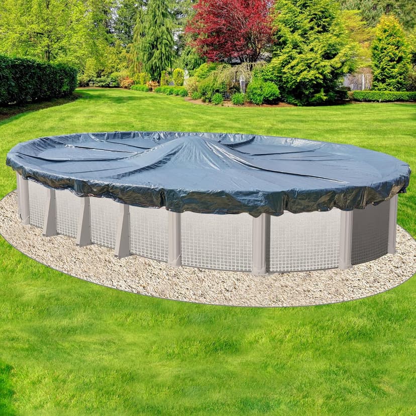 Doheny’s Commercial-Grade Winter Pool Covers for Above Ground Pools | Featuring Doheny’s Exclusive Tear Resistant Weave | The Best Winter Covers for Le$$! (12' x 24' Oval, Economy - 4 Yr.)