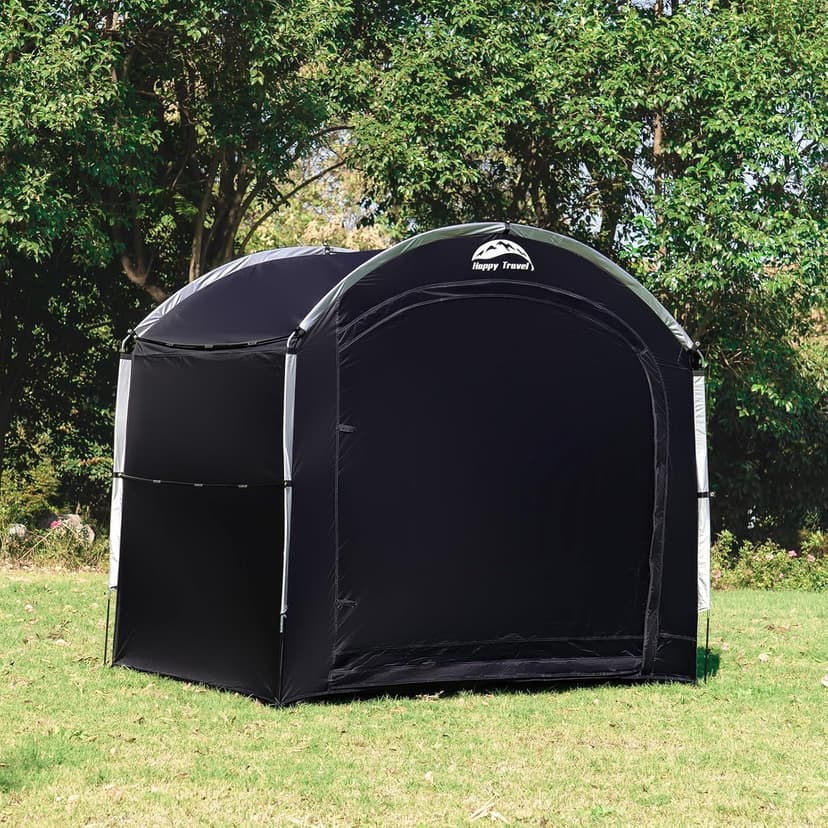 Happy Travel Bike Storage Shed Tent,Outdoor Portable Bicycle Storage Sheds with 210D Oxford Fabric PU4000 Waterproof for 2/3/4/6/8 Bikes,Bike Covers Shelter for Motorcycle,Garden Tools,Toys,Lawn Mower