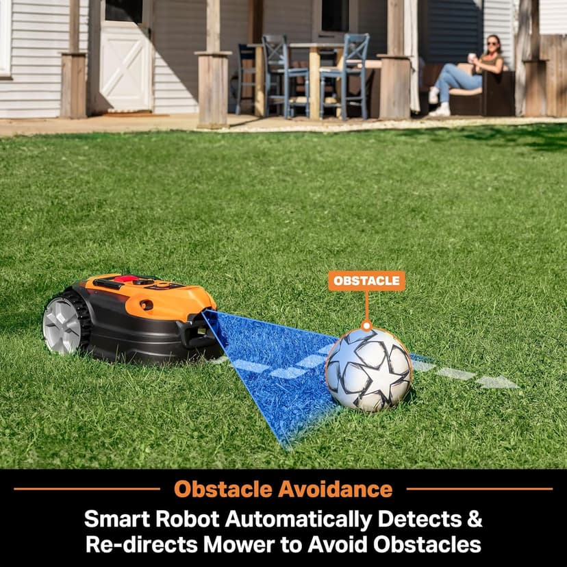LawnMaster OcuMow™ VBRM701YAMIDR Perimeter Wire Free Robot Lawn Mower Cuts 1/6 Acre Optical Navigation,Obstacle Avoidance Auto-Charging Station, No Go Function, WiFi & Bluetooth Connection APP Control