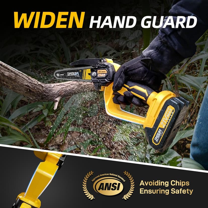 Mini Chainsaw Electric Chain Saw 6 Inch Cordless Battery Powered, 2.0Ah Battery, Compatible w/IMOUMLIVE Pole, Hand Held, Small, Portable and Easy for Tree Trimming Branch Pruning Wood cutting