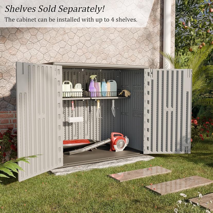 HOMSPARK Outdoor Storage Shed Weather Resistance, Patio Storage Cabinet Lockable Resin Tool Shed for Storage of Bike, Trash Cans, Garden Tools (Light Gray, 40 Cu.ft)