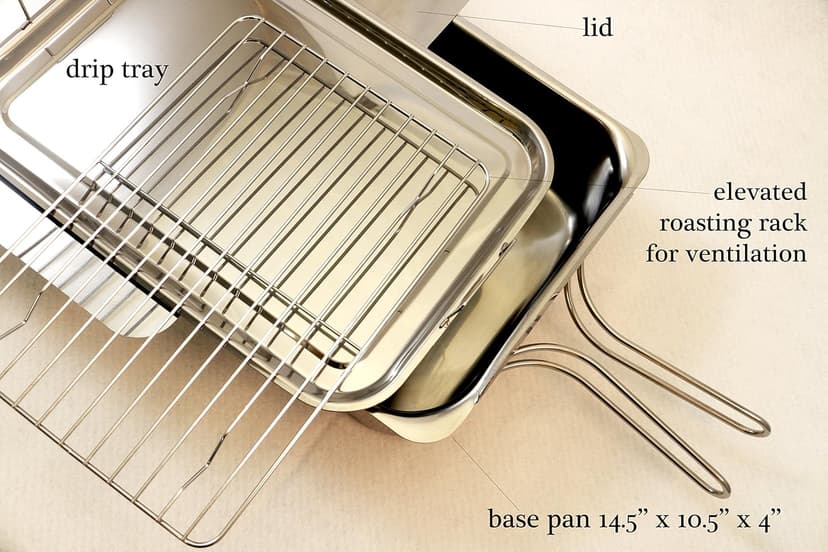 ExcelSteel Stainless Steel Stovetop Smoker, 14 1/2" X 10 1/2" X 4", Silver, Medium