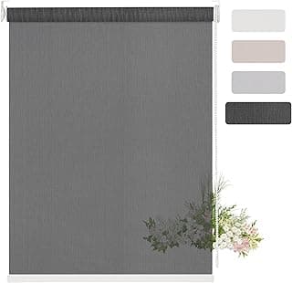 Custom Light Filtering Roller Shades for Windows 10% Openness Solar Shades UV Protection Light Filtering Blinds Light Diffusion Thermal Insulated Window Shades for Home Office Door,Black