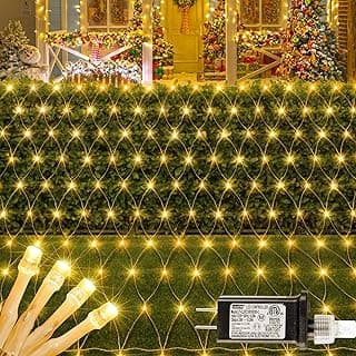 HEYFUNi 192 LED Net Lights Outdoor Mesh Lights,8 Modes Net Light for Bushes Plug in, Waterproof Christmas String Lights for Bushes Ceiling Wedding Indoor Outdoor(9.8ft x 6.6ft,Warm White)