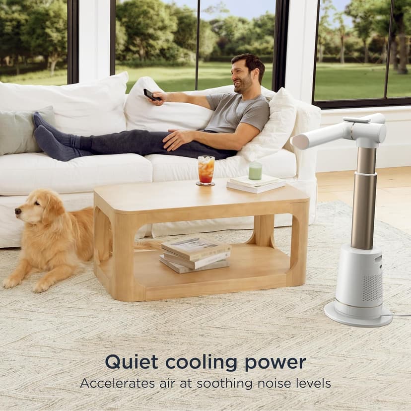 Shark TurboBlade Fan—Ultra-powerful bladeless tower fan, pivots, twists, oscillates 180°, accelerates air up to 80 ft., 10 noise levels + 10 speeds for air circulation, easy to clean, dove, TF202SWH
