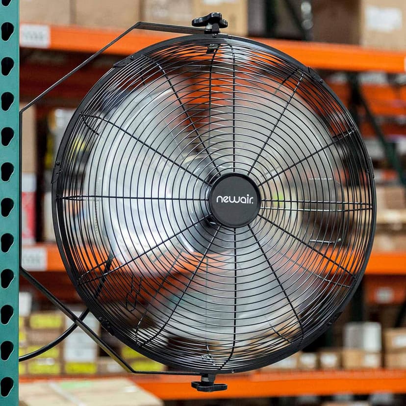 Newair Wall Mounted High Velocity Fan | 18" Air Fan | Quiet Blade Fan | 3 Speed Settings Box Fan | Heavy Duty Fan For Industrial Use | Portable Outdoor Shop Fan | Black | WindPro18W, 3000 CFM