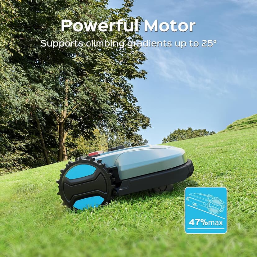 Robotic Lawn Mower, Smart Robot Lawnmower with Obstacle Avoidance, Scheduled Cutting, Self-Charging, Height Adjustment, Ideal for Small to Medium Lawns (Up to 4300 sq.ft)