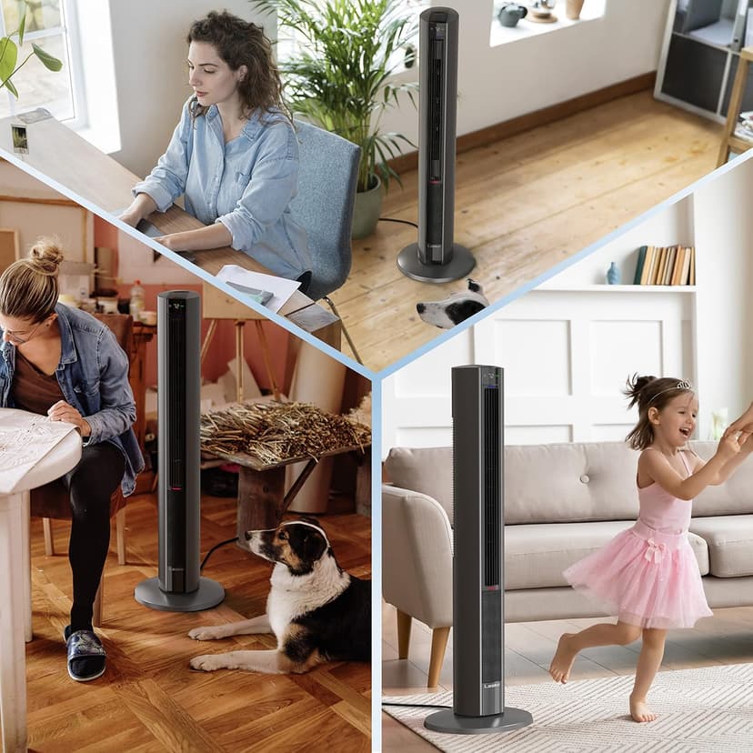 Lasko Oscillating All Season Tower Fan and Space Heater in One for Home with Adjustable Thermostat, Tip-Over Switch, 4 Fan Speeds, 3 Heat Settings and Remote Control, 42 Inches, 1500W, Gray, FH515