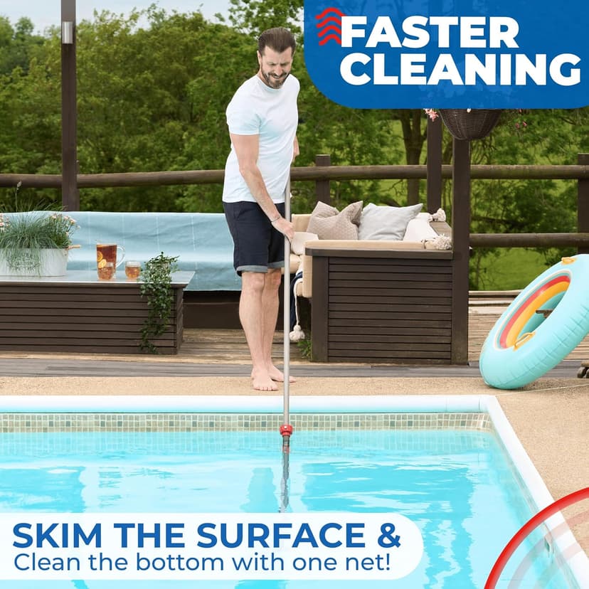 ProTuff 19" Fine Pool Net – Comes Cleans 3X Faster Than Vacuums – Wide Pool Skimmer with Deep Bag for Easy Maintenance – Skimmer Net for Leaves, Bugs & Other Debris