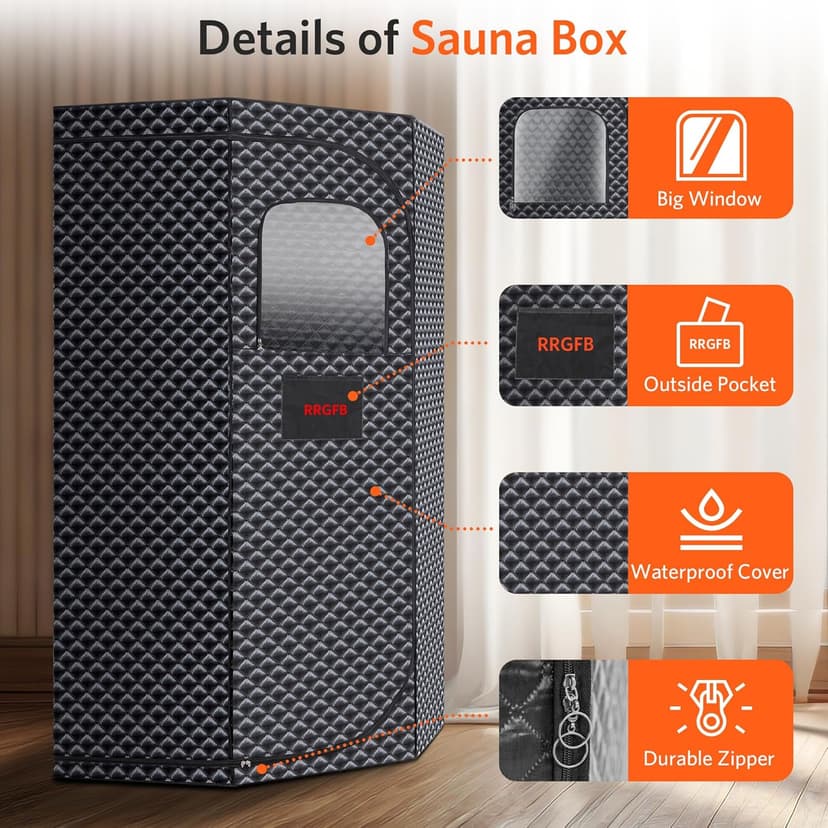 Sauna Box, Portable Steam Tent for Home Detox and Relaxation, Includes 3L Steamer, Remote Controller, Folding Chair, Adjustable Timer 1-60 Min, Large Size