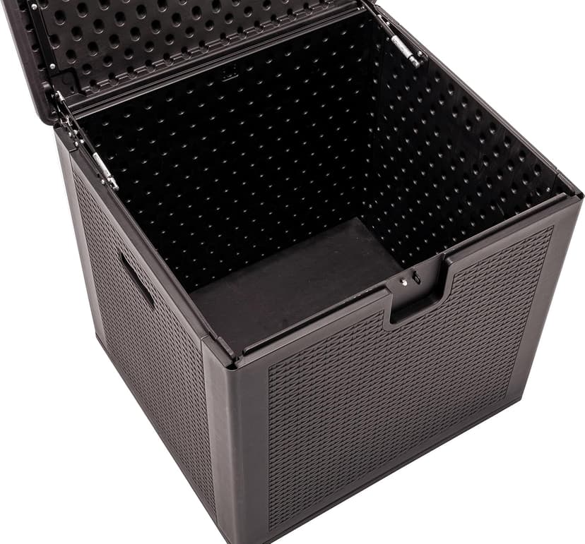 BTEXPERT 80 Gallon Large Deck Box Outdoor Storage Container for Patio Furniture Garden Tools Cushions Pool Supplies Sports Equipment Waterproof Lockable Steel Metal insert rod UV Resistant Resin