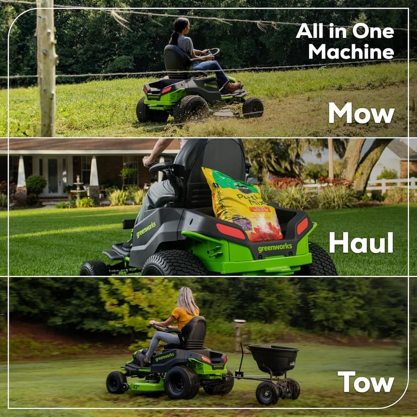 Greenworks PRO 80V 42” Electric Lawn Tractor, Riding Lawn Mower with (4) 5.0Ah Batteries and (600W) Plug in Charger