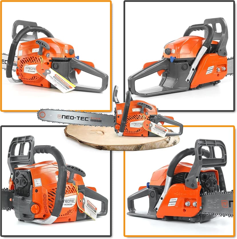 NEOTEC 20 Inch Chainsaw, 62CC Power Chain Saws Gas Powered 2 Stroke Handed Petrol Gasoline Chain Saw for Cutting Wood Outdoor Garden Farm Home