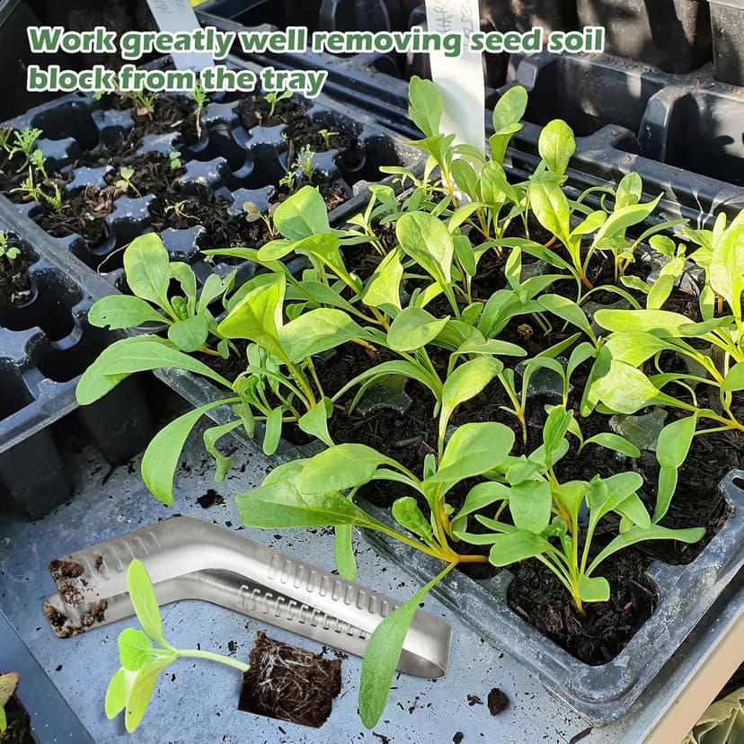 2PCS Seedling Transplant Tongs Stainless Steel Seedling Starters Remove Tongs Seedling Transplanting Tool Seedling Easy Transplanter with Anti-Slip Grasp Tips to Reduce Damage to Roots