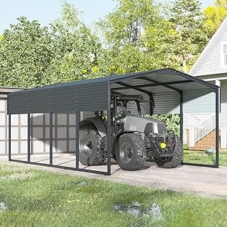 12×20 FT Heavy Duty Carport, Canopy with Galvanized Steel Frame and Roof All Metal Carport Garage, Car Shelter for Trucks, Boats, Tractors