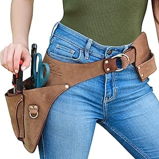 Leather Garden Utility Belt for Women - Florist Tool Holster, Gardening Apron - Gift Box Included, Hammer Holder