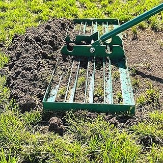 LANDZIE Lawn Leveling Rake – 24" Steel Handle Yard Leveler, Lawn Level Tool for Creating a Flat Surface - Works for Soil, Dirt, Topdressing and Ground