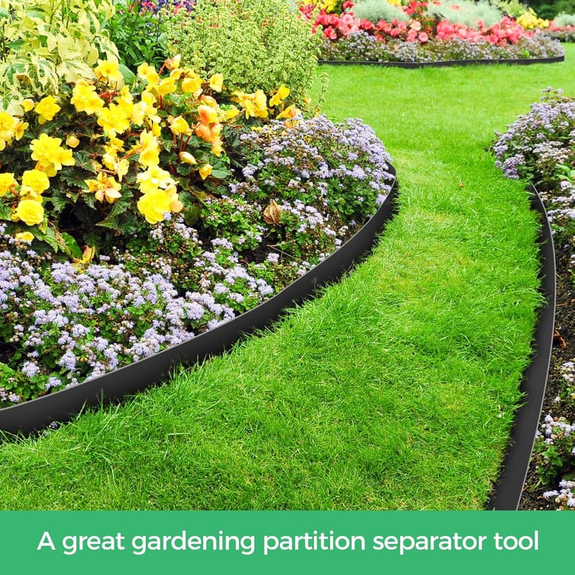 2Inch x 33FT Landscape Edging Border with 50 Spikes, No Dig Garden Edging Border Lawn Edging, Plastic Edging for Landscaping Flower Beds Yard Pathway Paver Edging (Black)