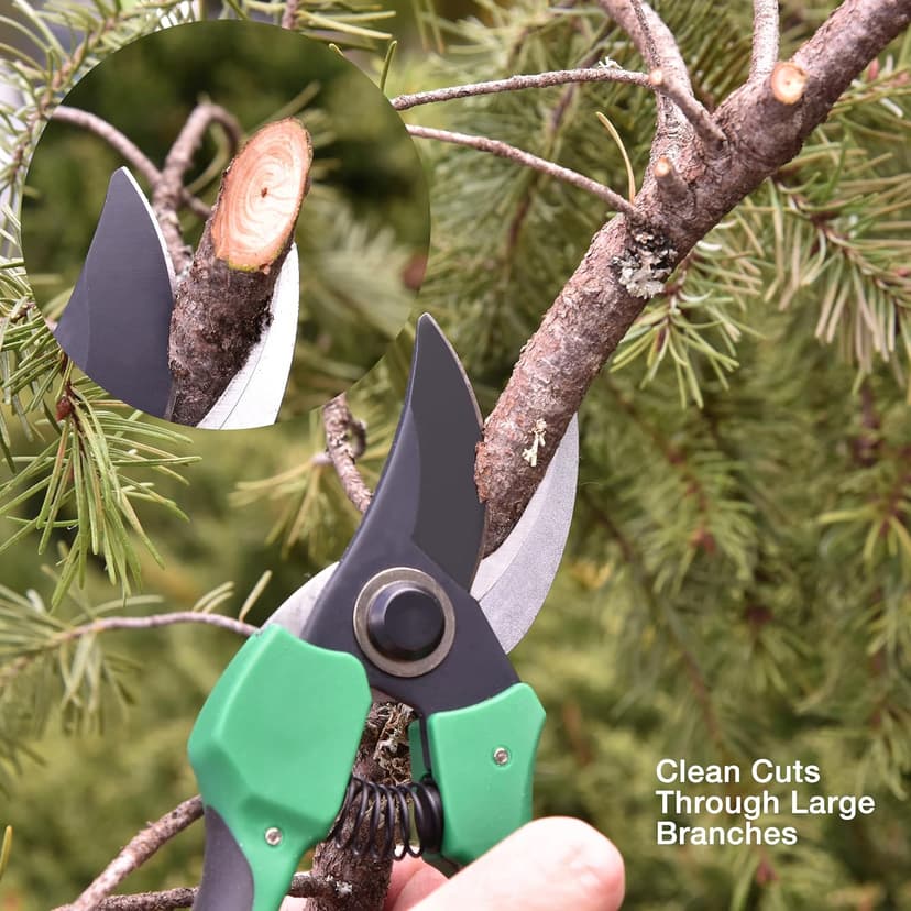 8 Inch Garden Pruner with a SK5 Carbon Steel, Non-stick, Rust Resistant Blade. Adjustable for Small and Large Hands