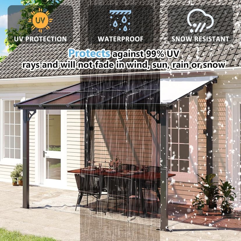 Aoxun 8' x 10' Gazebo for Patio, Gazebo Pergola with Sloped Roof, Large Wall-Mounted Heavy Duty Awnings, for Patio, Backyard, Deck
