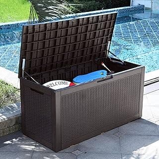 YITAHOME 100 Gallon Large Deck Box, Outdoor Resin Storage Boxes for Patio Furniture, Outdoor Cushions, Garden Tools, Water Resistant and Lockable
