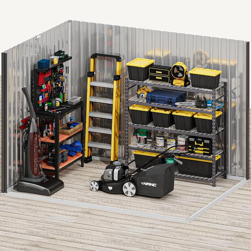 DWVO 8x6ft Metal Outdoor Storage Shed with Window, Lockable Tool Storage Sheds, Oversized Steel Garden Sheds with Sloped Roof for Backyard, Patio, Garage, Lawn, Dark Gray