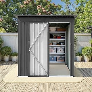 5×4Ft Outdoor Storage Shed Metal Storage Shed, Weatherproof Heavy Duty Tool Shed for Backyard & Garden Equipment, Gray