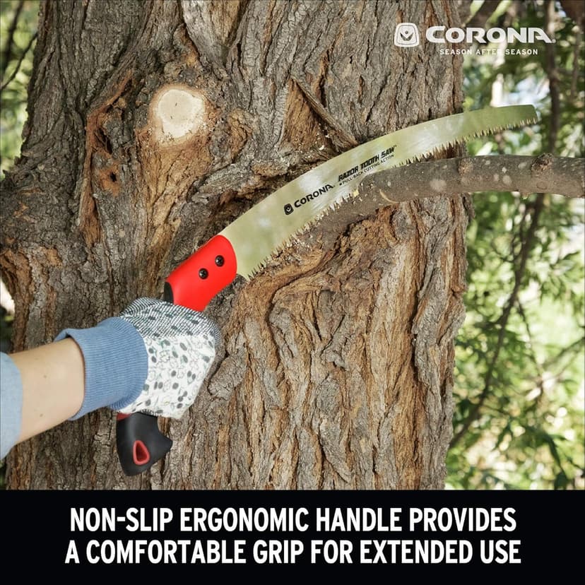 Corona Tools 14-Inch RazorTOOTH Pruning Saw | Tree Saw Designed for Single-Hand Use | Curved Blade Hand Saw | Cuts Branches Up to 8" in Diameter | RS 7395, Red/Black