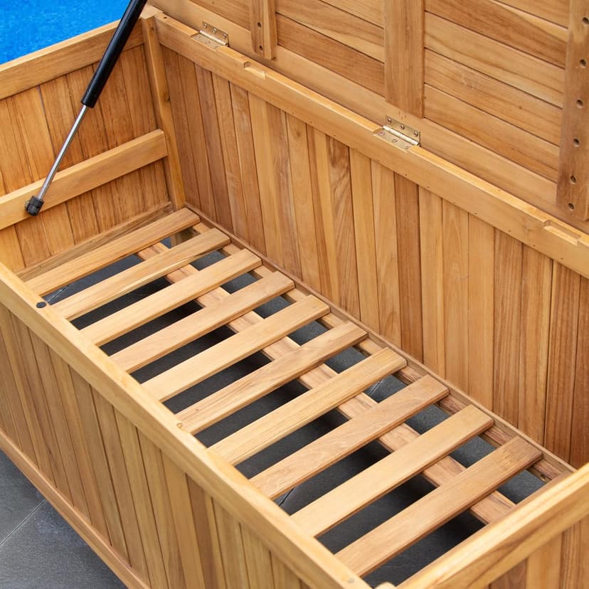 Cambridge Casual Arie 60 inch Wood Outdoor Deck Storage Box, Natural Teak