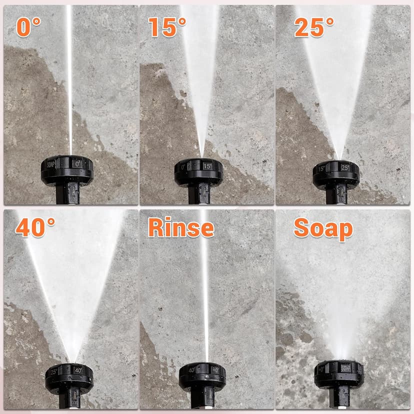Pressure Washer Nozzle, 6 in 1 Quick Change Over Spray Nozzle, Adjustable High Power Washer Nozzle Tips with 1/4" Quick Connect, 4000 PSI