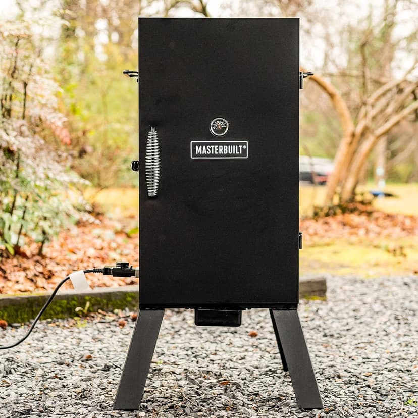 Masterbuilt® 30-inch Electric Vertical BBQ Smoker with Analog Temperature Control, Chrome Smoking Racks and 535 Cooking Square Inches in Black, Model MB20070210