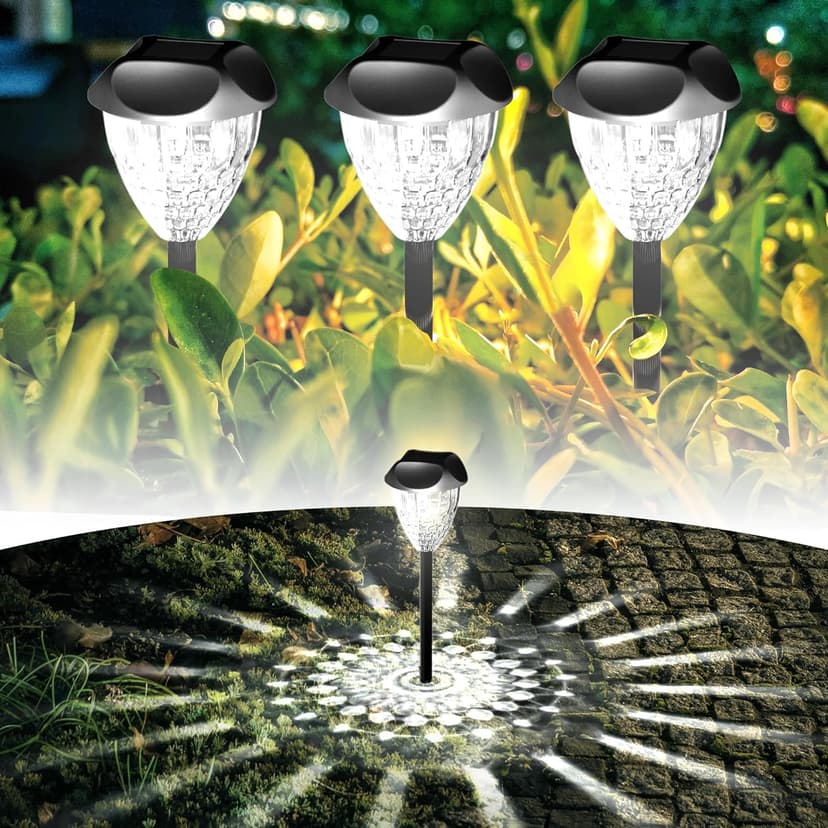Ensenior 12-Pack Solar Lights Outdoor, Auto ON/Off 6500K LED Solar Garden Lights for Pathway, Yard, Patio, Walkway, Planter, Waterproof, Energy-Efficient Landscape Lighting