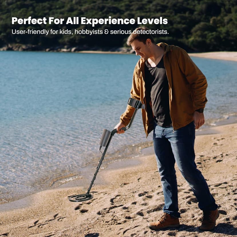 Bounty Hunter QSI Quick Silver Metal Detector, Black – Fully Automatic Ground Balance, 8-Inch Waterproof Coil, LCD Display, 4-Segment Digital Target ID & 3-Tone Audio Feedback
