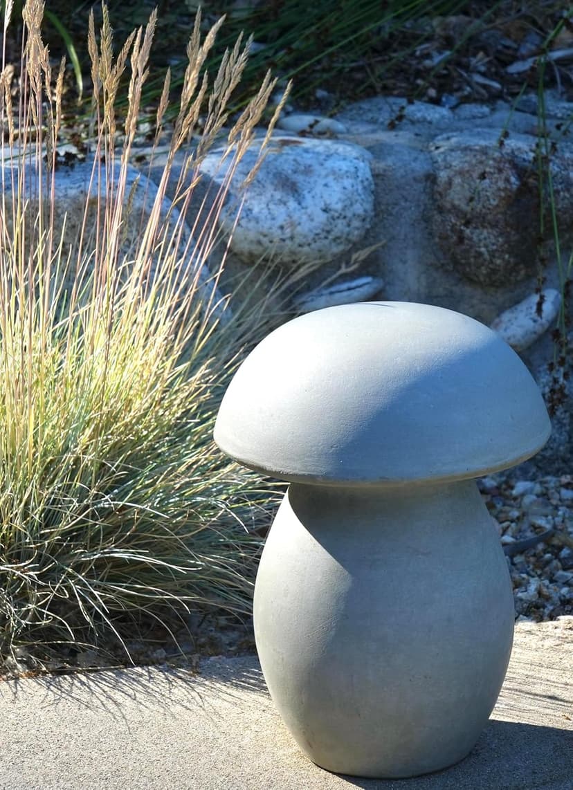 Happy Trees Mushroom Statue Garden Decor, Kids Art Project, Paintable, Gift, Indoor/Outdoor, Strong Lightweight Concrete Sculpture, 10" Tall