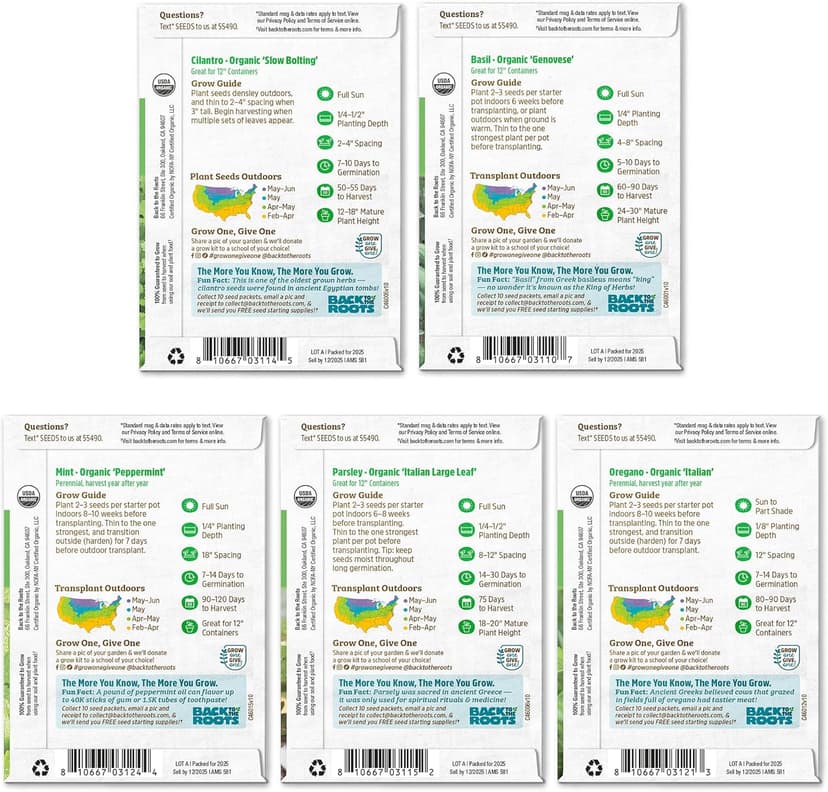 Back to the Roots Organic Herb Seeds Variety (5-Pack)