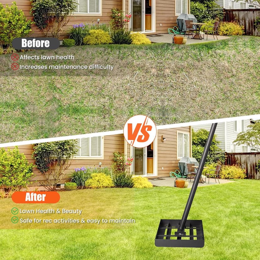 Lawn Leveling rake, 14.1"×9.8" Heavy Duty Lawn Leveling Rake, 38.4 to 74.9 Inches Adjustable Handle, Lawn Leveling Tool, Landscape Rake for Farm, Garden, Golf Course