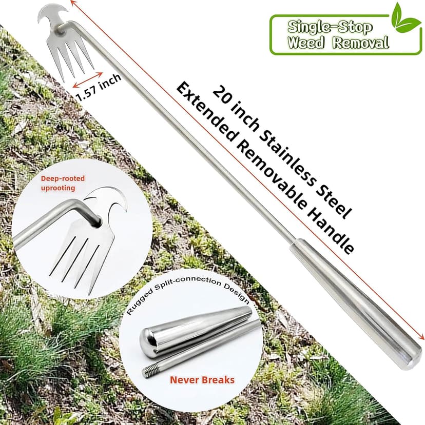 Weed Puller Garden Tools Set Grandpas Hand Weeder Tool, Gardening Portable Weed Pulling Tool 5 Pack, Detachable Dandelion Weed Puller Root Remover Tool for Garden with Long Handle- Garden Gifts