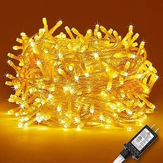 100 LED Christmas Lights Indoor Outdoor,Warm White Christmas Tree Lights Clear Wire, 39 Ft Twinkle Fairy String Lights Plug in for Christmas Tree Bedroom Decorations