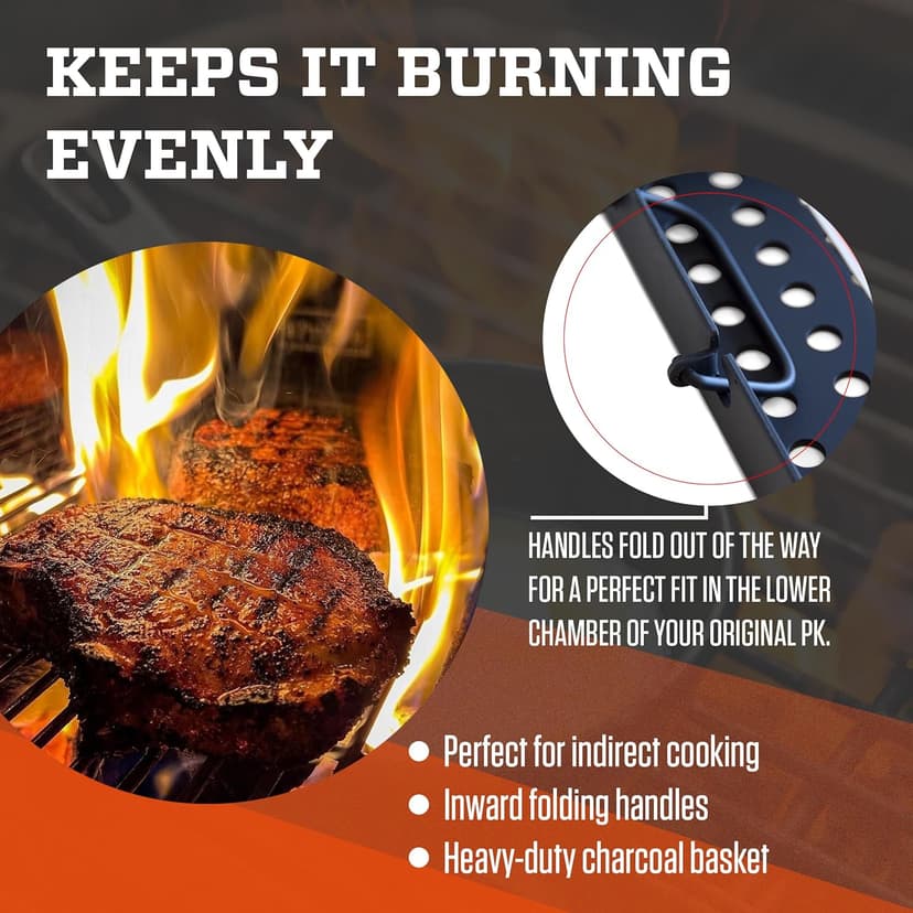 PK Grills Charcoal Basket Tray for Barbecue, BBQ Grill Accessories, Fits PK Original and other Charcoal Grills, PK99090