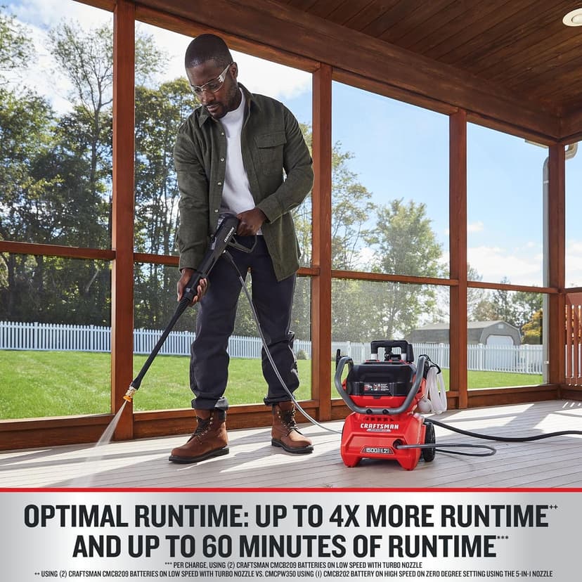 CRAFTSMAN V20 RP Cordless Pressure Washer, 1500 Max PSI, Draws from Any Water Source, Includes (2) 9Ah Batteries and Charger (CMCPW1500N2)