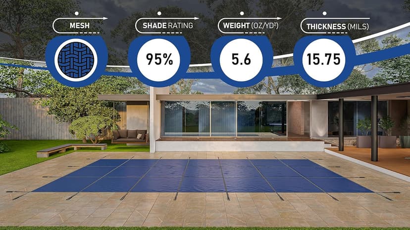 WaterWarden Inground Pool Safety Cover 25' x 45', Rectangle, 15-Year Warranty, UL Classified to ASTM F1346, Triple Stitched for MAX Strength, Abrasion Resistant, Hardware Included, Blue Mesh