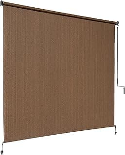 Coolaroo Exterior Roller Shade, Cordless Roller Shade with 90% UV Protection, No Valance, (6' W X 6' L), Mocha