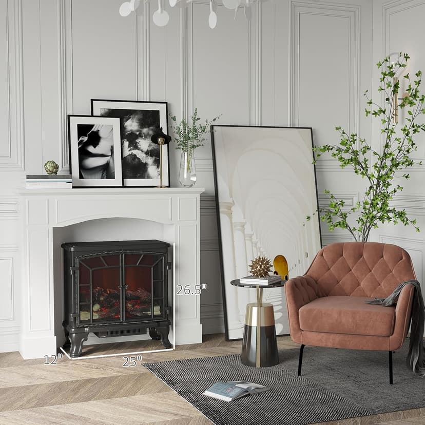 HOMCOM Modern Fireplace Mantel, Surround Mantels for Fireplace with Decorative Pattern Interior Width 29" White