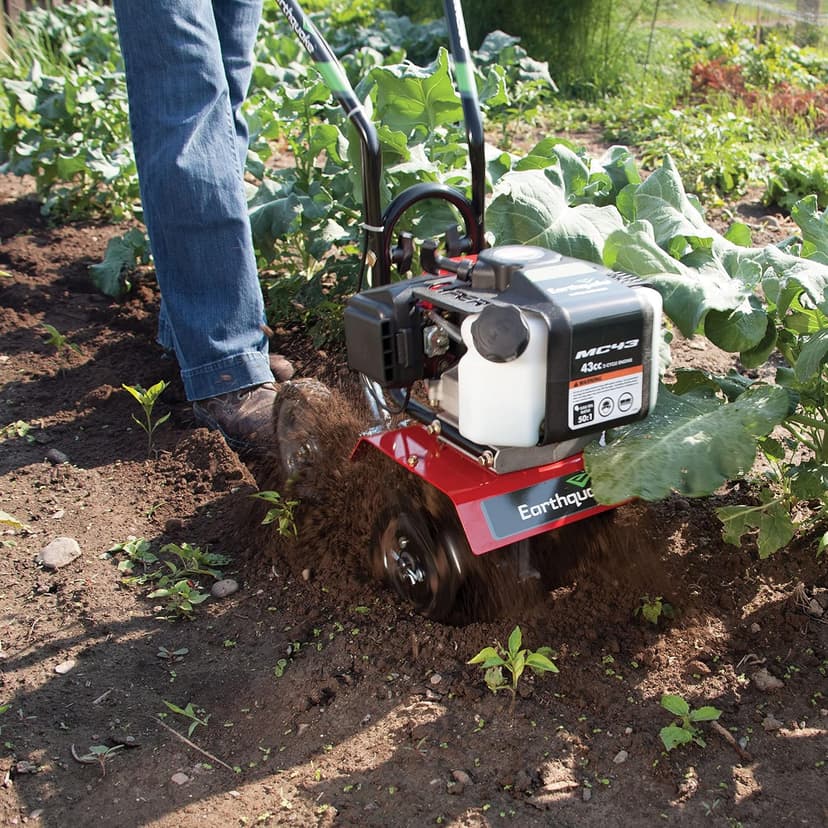 Earthquake MC43 Cultivator, 43cc 2-Cycle Viper Engine, 6-10” Adjustable Width, 8” Max Depth, Overhand Handlebars, Lightweight, U.S. Based Customer Service