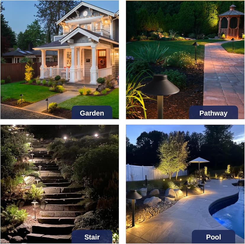 Brass Low Voltage Landscape Lighting - 12V LED Path Lights IP65 Waterproof, Hard-Wired Pathway Light Bronze for Outside Walkway Garden with 3W 2700K Warm White G4 Replaceable Bulb (6 Pack)